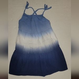 Cat & Jack tie dye ombre tank dress stripes light dark blue white bow straps